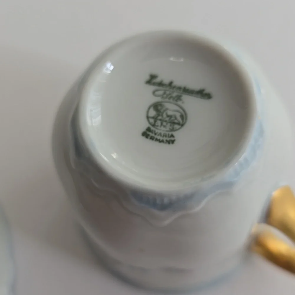 Vintage Set Of 2 Demitasse Cup Saucer Bavaria Hutschenreuther China "Blue Rock" - Picture 4 of 11